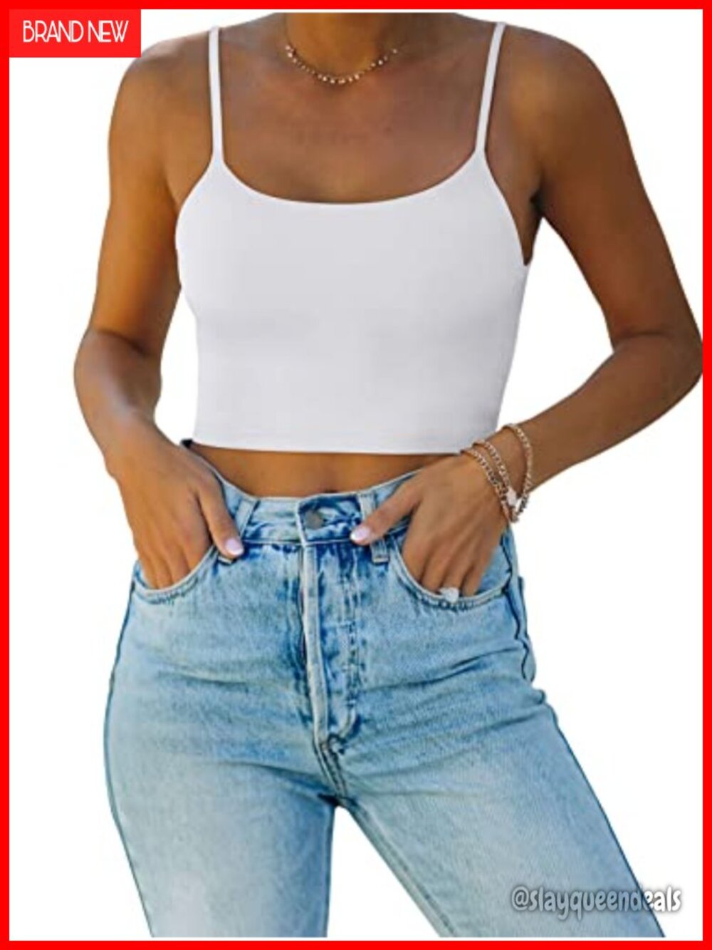 Sexy Adjustable Spaghetti Strap Seamless Double Lined Crop Cami Tank Top